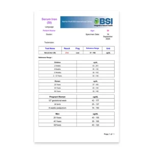 Serum Iron Lab Service